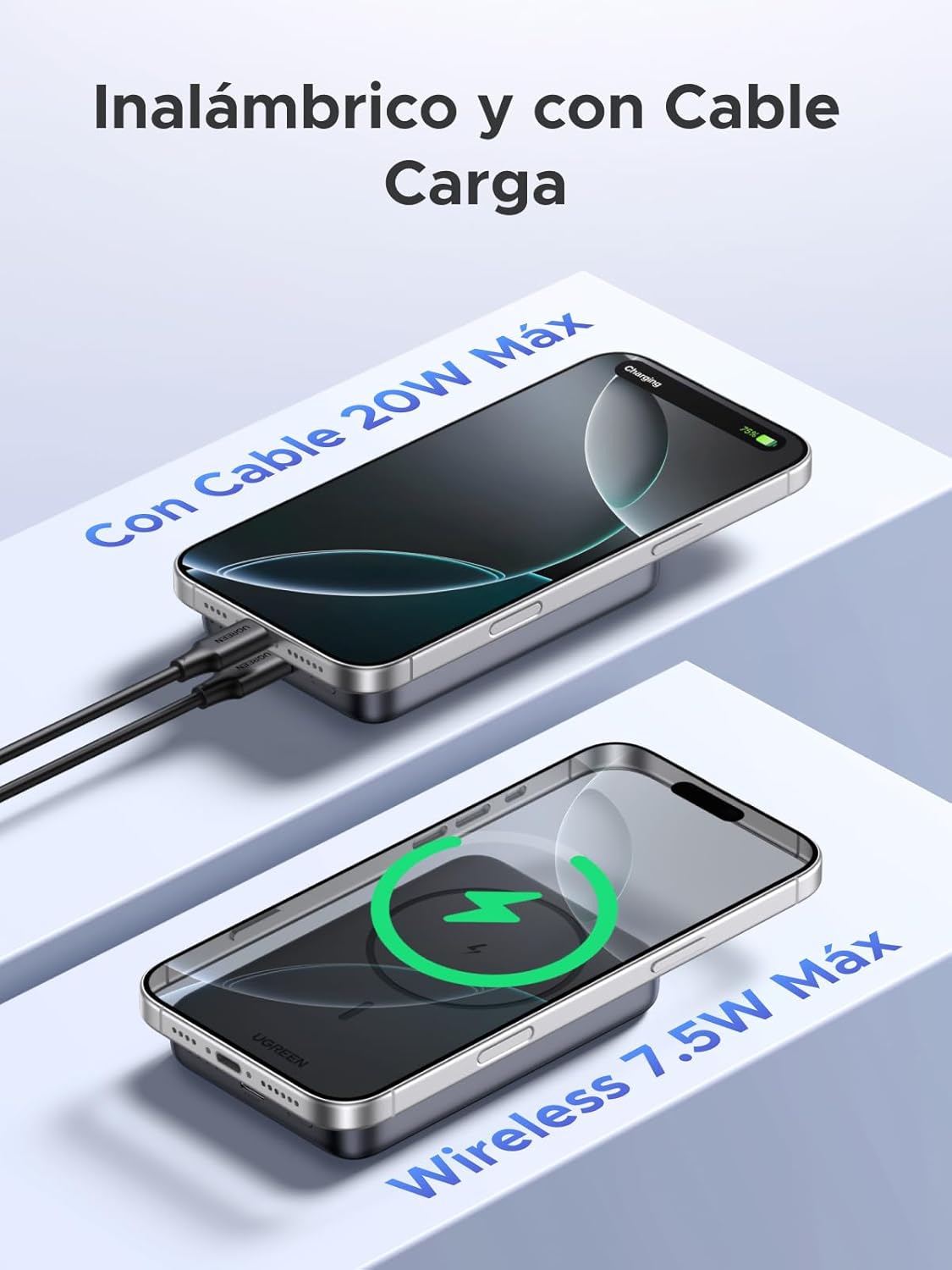 Carga Magnética, Compacta y Sin Cables - Ugreen/Gadgethi⚡