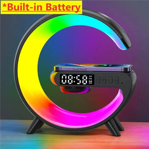 Reloj alarma multifuncional, cargador y luz led.