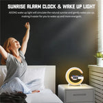 Reloj alarma multifuncional, cargador y luz led.