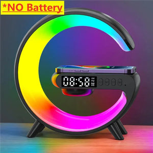 Reloj alarma multifuncional, cargador y luz led.